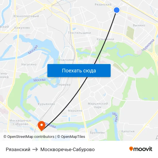 Рязанский to Москворечье-Сабурово map