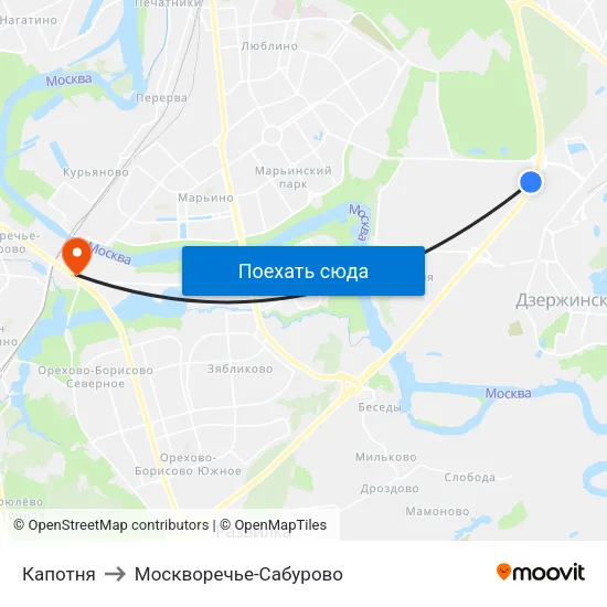 Капотня to Москворечье-Сабурово map