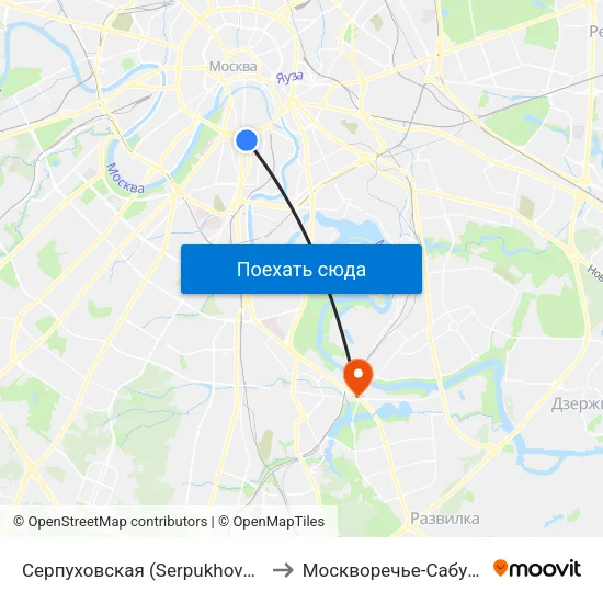 Серпуховская (Serpukhovskaya) to Москворечье-Сабурово map