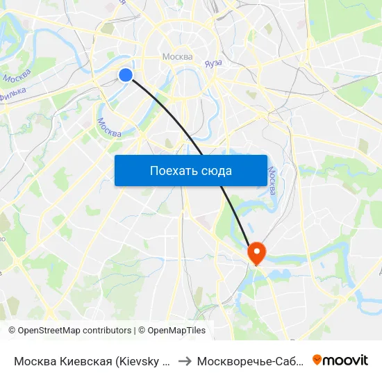 Москва Киевская (Kievsky Station) to Москворечье-Сабурово map