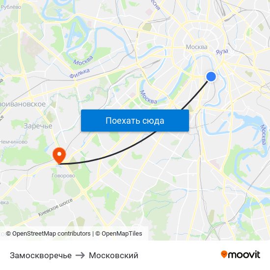 Замоскворечье to Московский map