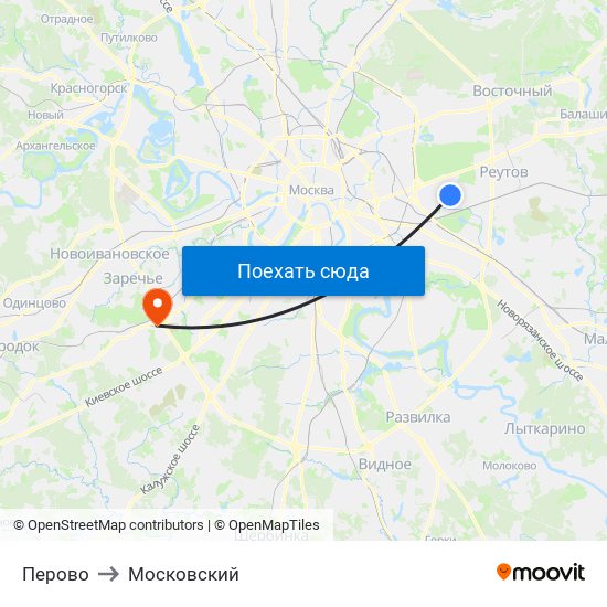 Перово to Московский map