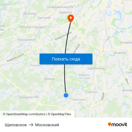 Щаповское to Московский map