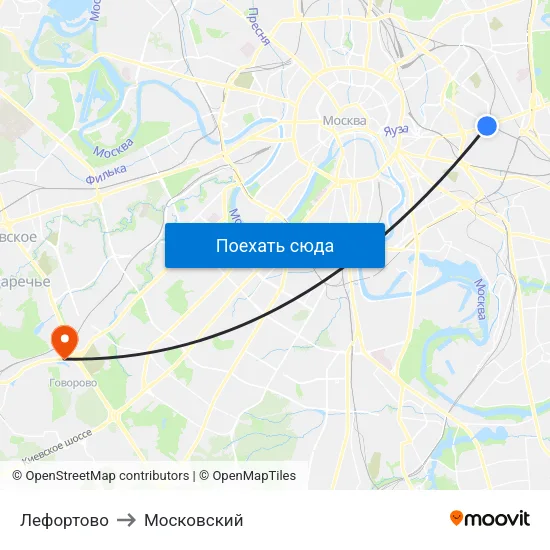 Лефортово to Московский map