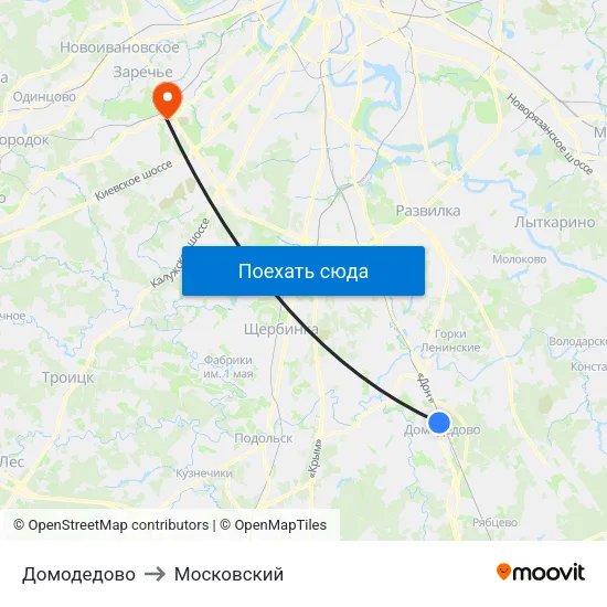 Домодедово to Московский map