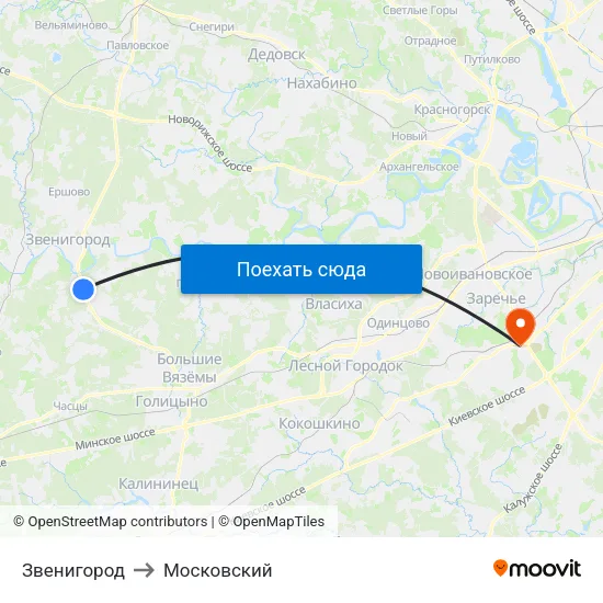 Звенигород to Московский map