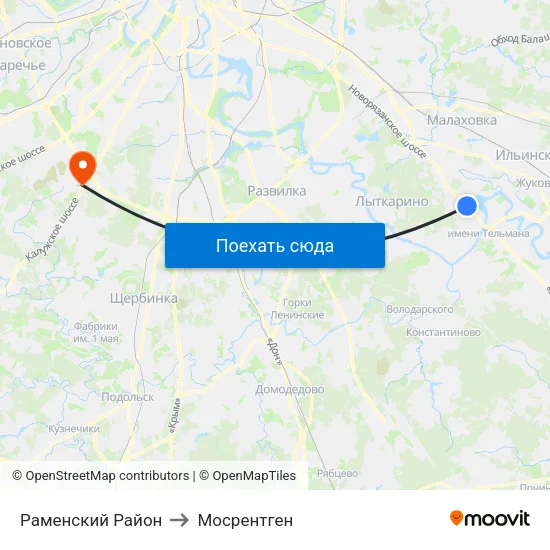 Раменский Район to Мосрентген map