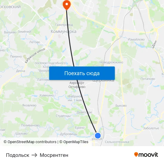 Подольск to Мосрентген map