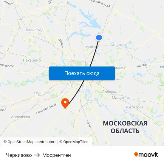 Черкизово to Мосрентген map