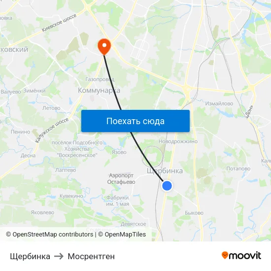 Щербинка to Мосрентген map