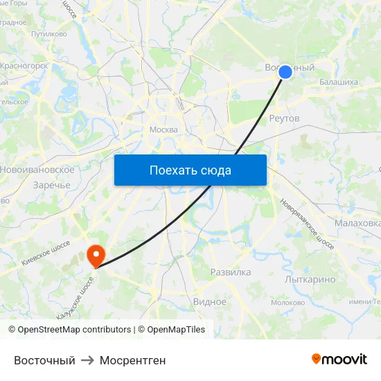 Восточный to Мосрентген map