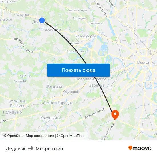 Дедовск to Мосрентген map