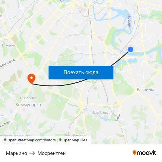 Марьино to Мосрентген map