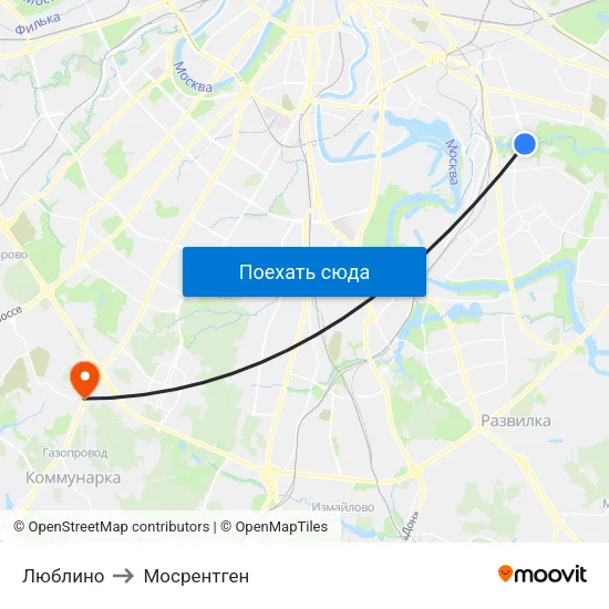 Люблино to Мосрентген map