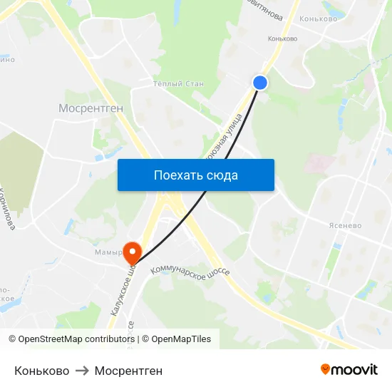 Коньково to Мосрентген map