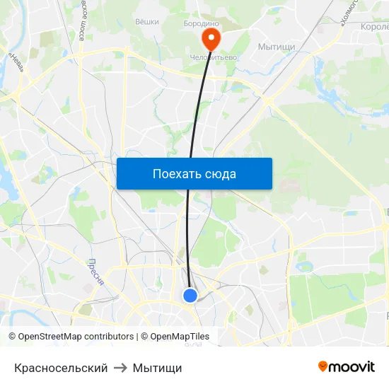 Красносельский to Мытищи map