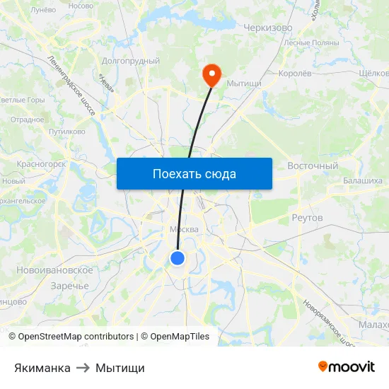Якиманка to Мытищи map