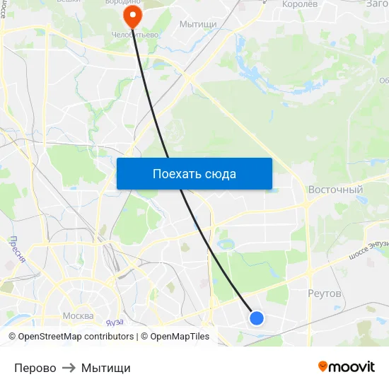 Перово to Мытищи map
