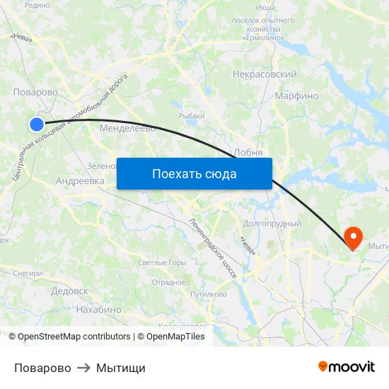 Поварово to Мытищи map