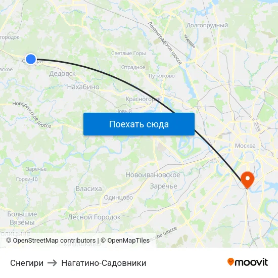 Снегири to Нагатино-Садовники map