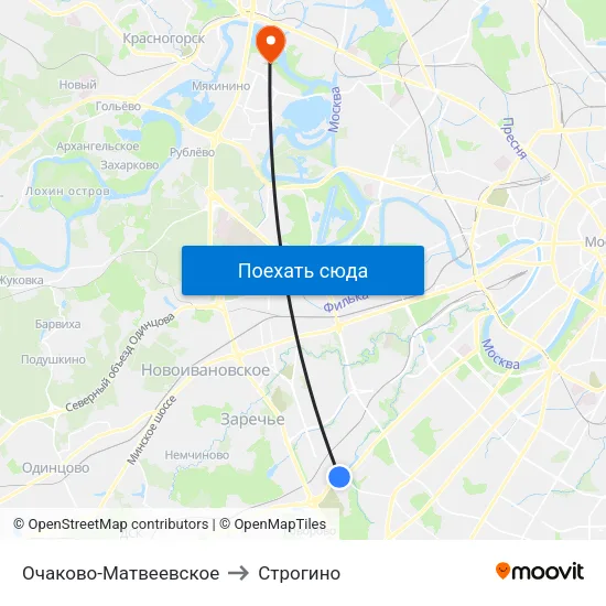 Очаково-Матвеевское to Строгино map