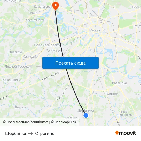 Щербинка to Строгино map