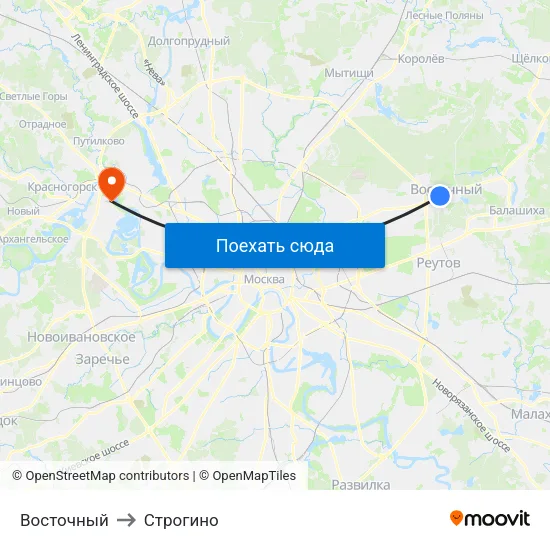 Восточный to Строгино map