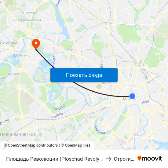 Площадь Революции (Ploschad Revolyutsii) to Строгино map