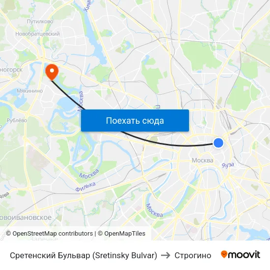 Сретенский Бульвар (Sretinsky Bulvar) to Строгино map