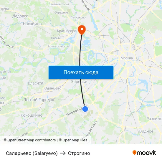 Саларьево (Salaryevo) to Строгино map