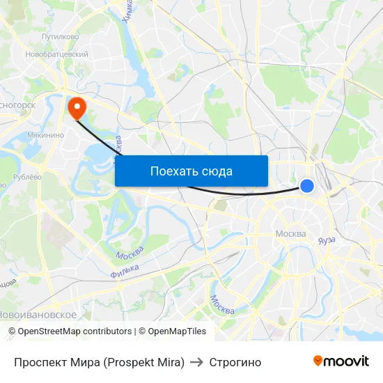 Проспект Мира (Prospekt Mira) to Строгино map