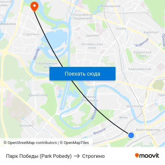 Парк Победы (Park Pobedy) to Строгино map