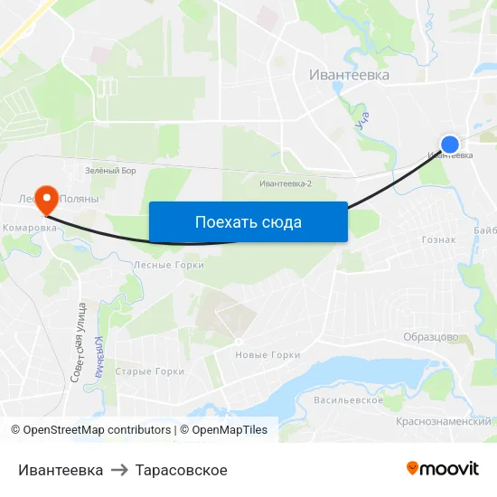 Ивантеевка to Тарасовское map