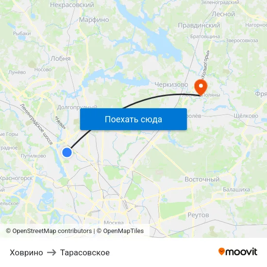 Ховрино to Тарасовское map