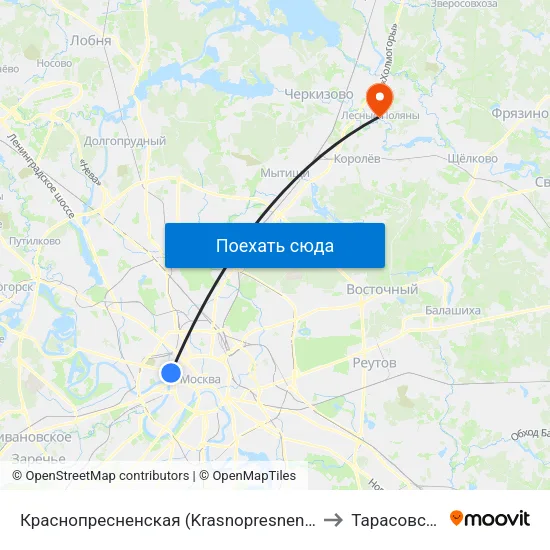 Краснопресненская (Krasnopresnenskaya) to Тарасовское map