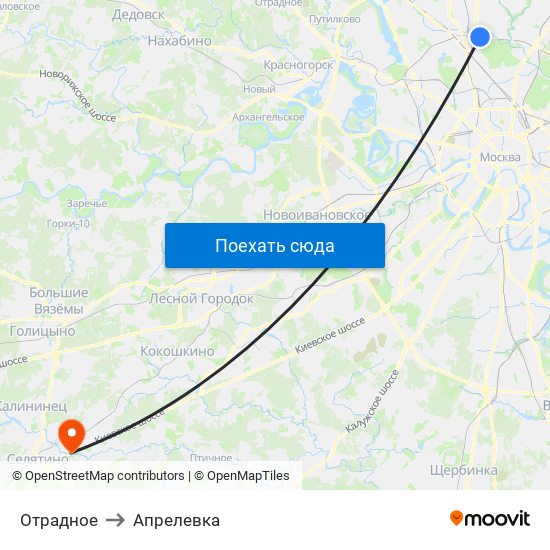 Отрадное to Апрелевка map