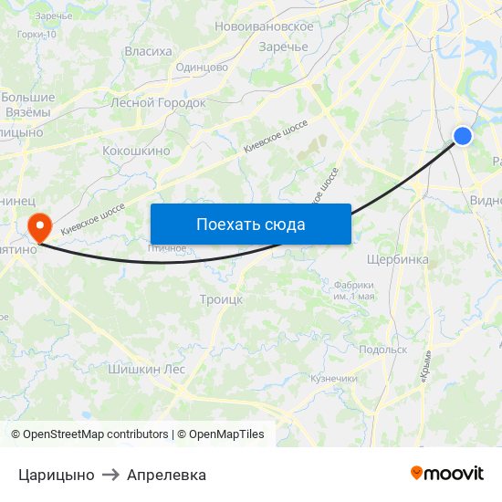 Царицыно to Апрелевка map