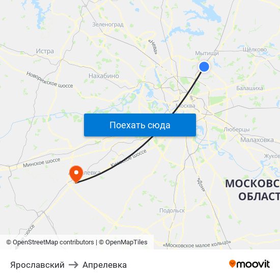 Ярославский to Апрелевка map