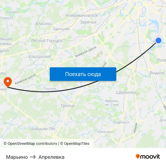 Марьино to Апрелевка map