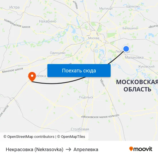 Некрасовка (Nekrasovka) to Апрелевка map