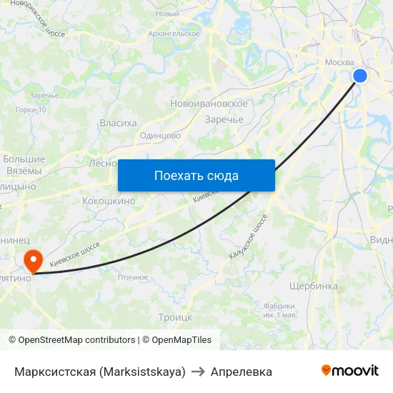 Марксистская (Marksistskaya) to Апрелевка map
