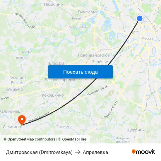 Дмитровская (Dmitrovskaya) to Апрелевка map
