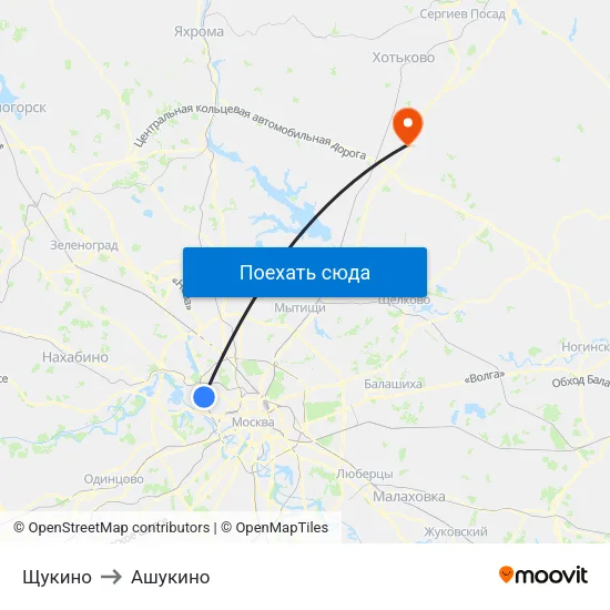 Щукино to Ашукино map