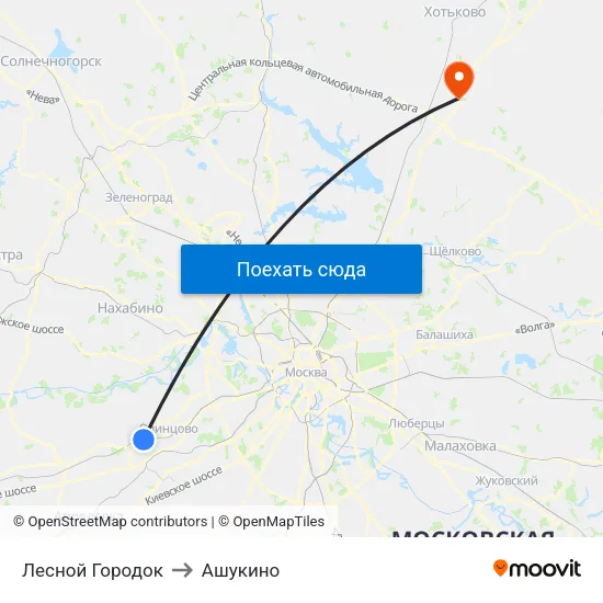Лесной Городок to Ашукино map
