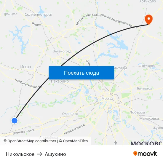 Никольское to Ашукино map