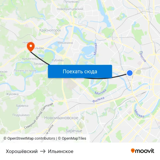 Хорошёвский to Ильинское map