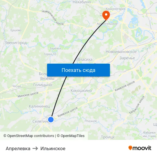 Апрелевка to Ильинское map