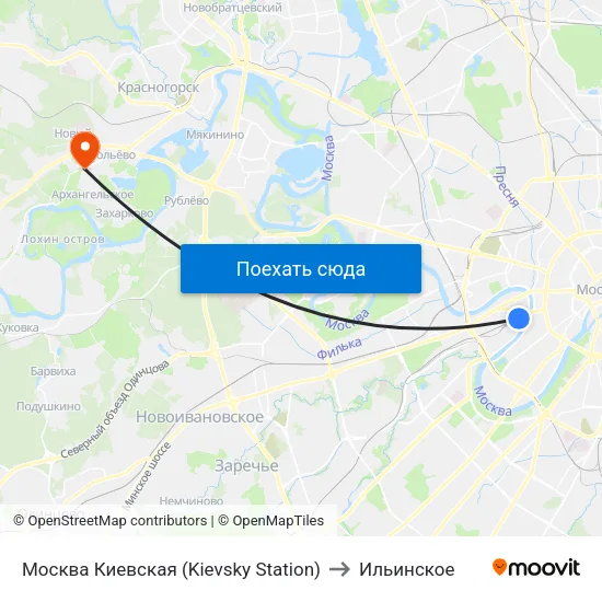Москва Киевская (Kievsky Station) to Ильинское map