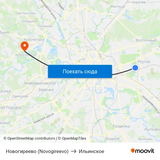 Новогиреево (Novogireevo) to Ильинское map
