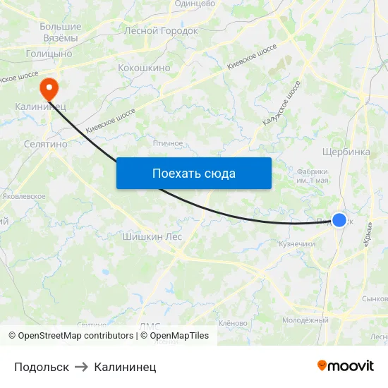 Подольск to Калининец map